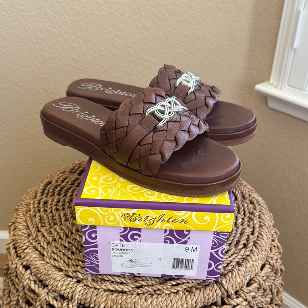 Brighton “Cate” Women's Bourbon Braided Slide Sandals
